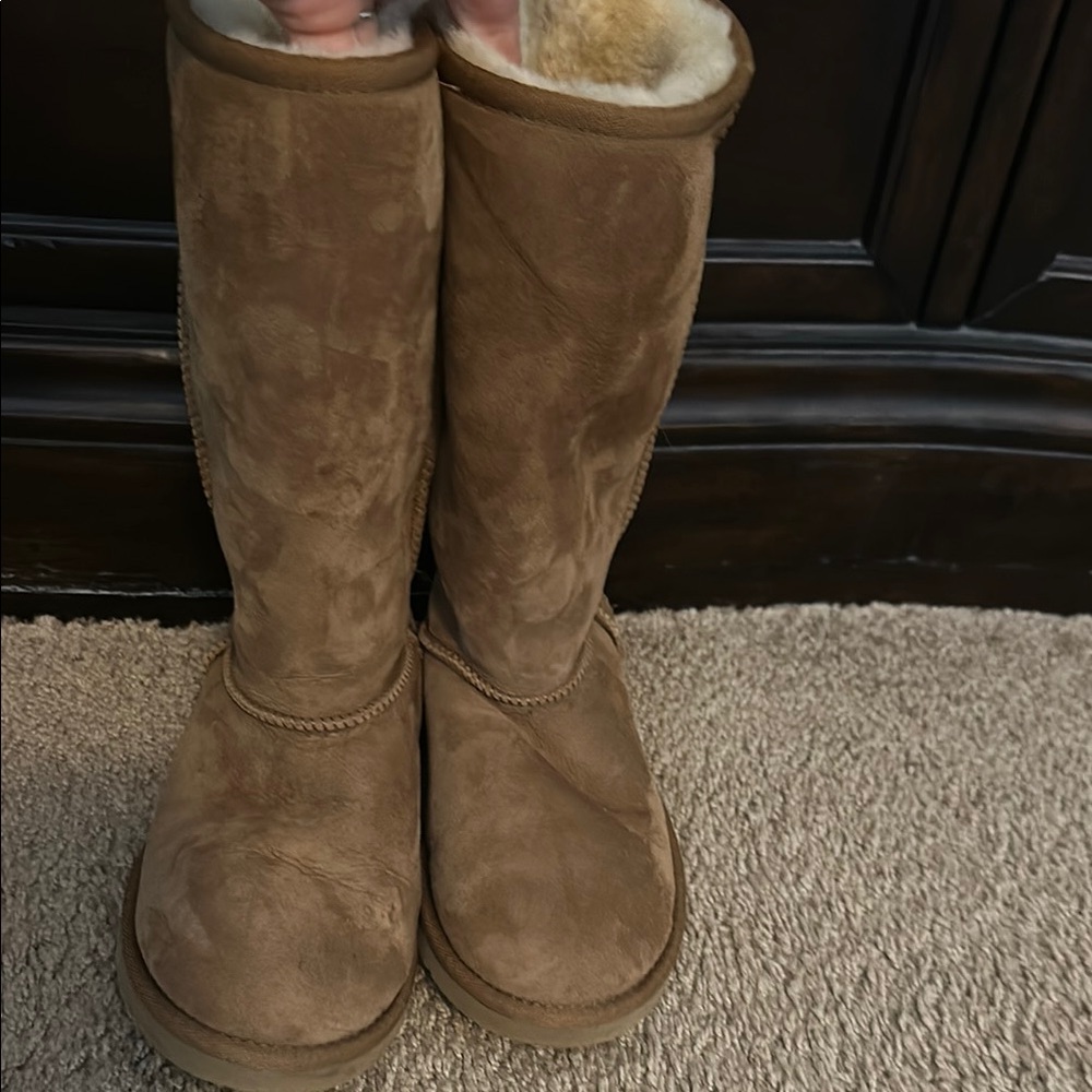Brown Suede Shearling Boots
